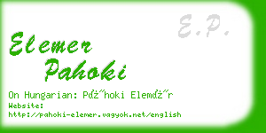elemer pahoki business card
